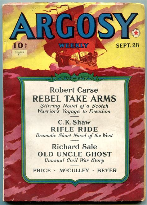 Argosy Pulp September 28 1940 Senor Devil Rebel Take Arms Vgf 1940