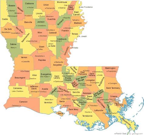 New Orleans Parish Kaart Kaart Van New Orleans Parish Louisiana Usa