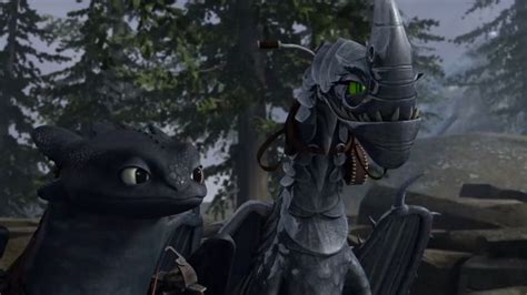 An Animated Image Of A Black Dragon And A Green Eyed Creature In Front
