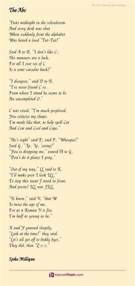 The Abc Poem By Spike Milligan