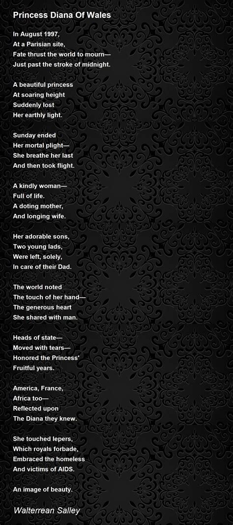 Princess Diana Of Wales Poem By Walterrean Salley Poem Hunter