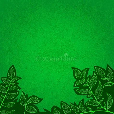 Abstract Background With Green Leaves And Scratch Stock Vector