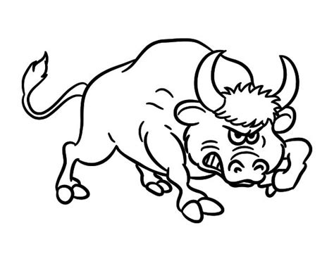 A Black And White Drawing Of A Bull