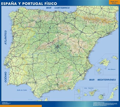Tienda Mapas Mapa De España Y Portugal Físico Gran Tamaño