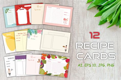 12 Editable Recipe Cards Card Templates Creative Market