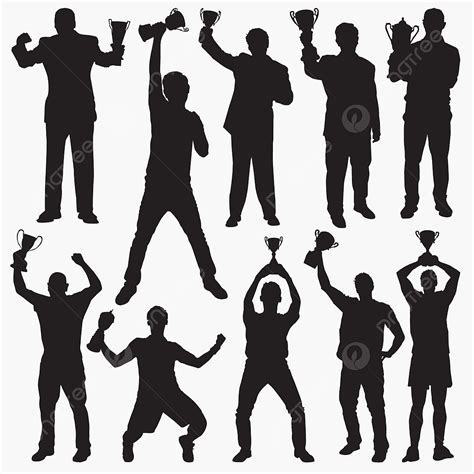 Trophy Silhouette Vector Png Silhouettes Holding Trophy Achievement