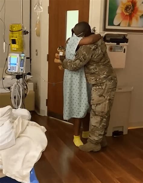 army husband surprises pregnant wife just in time