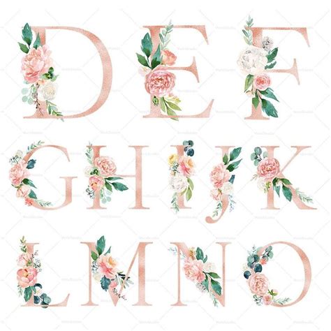 Rose Gold Pink Peach Alphabet Ampersand Numbers Watercolor Etsy In