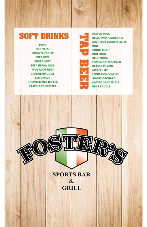 Get quick answers from halftime bar and grill staff and past visitors. Menu of Foster's Sports Bar and Grill in Hermantown, MN 55811