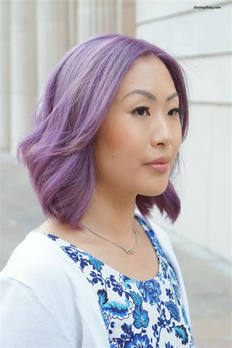 Beautiful Lavender Hair In An Asian Lob Hairstyle Bright Pastel Shade