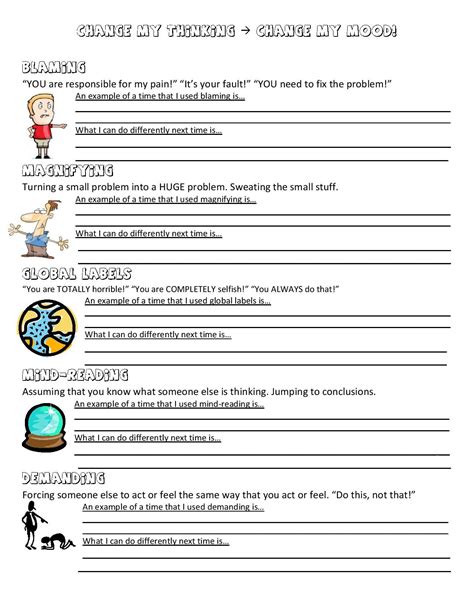 Therapy Aid Worksheets Cognitive Distortions