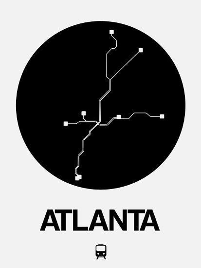 Atlanta Black Subway Map Print Naxart