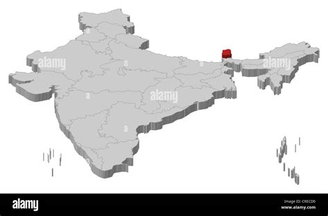 Political Map Of India With The Several States Where Sikkim Is