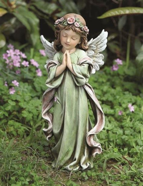 Napco Praying Angel Little Girl W Rose Halo Garden Statue