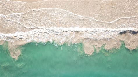 Download Wallpaper 3840x2160 Sea Beach Aerial View Coast Waves