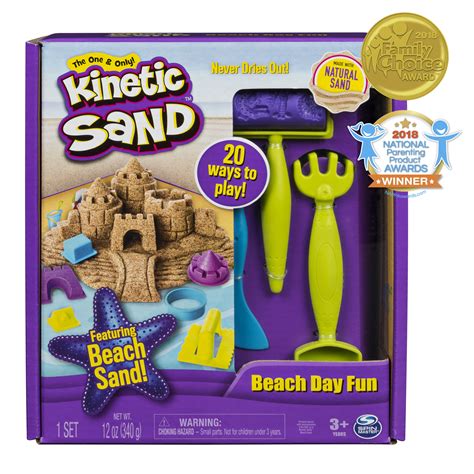 Kinetic Sand Beach Day Fun Playset With Castle Molds Tools And 12 Oz