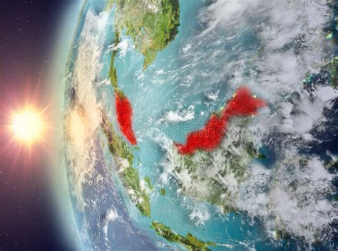 Malaysia During Sunset From Space Stock Illustration Illustration Of