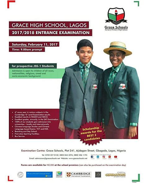Grace High School 20172018 Entrance Examination At Grace Schools Lagos
