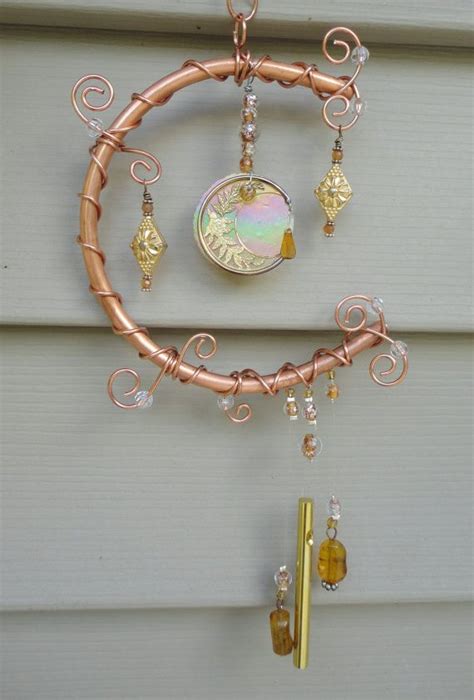 Moon Flower Glass And Copper Windchime Mobile By Jewelsinthegarden Wind