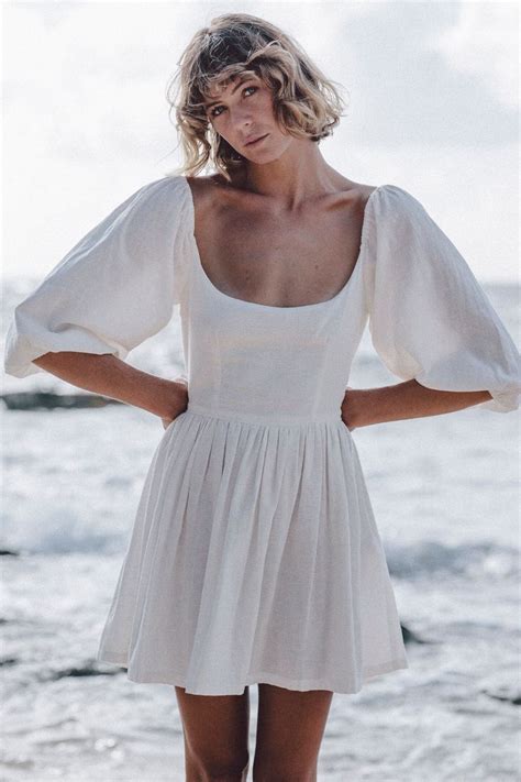 The Bellflower Mini Dress In Blanc — Kara Thoms Dresses Mini Dress