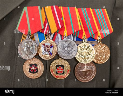Different Awards And Medals On The Russian Military Uniform Stock Photo