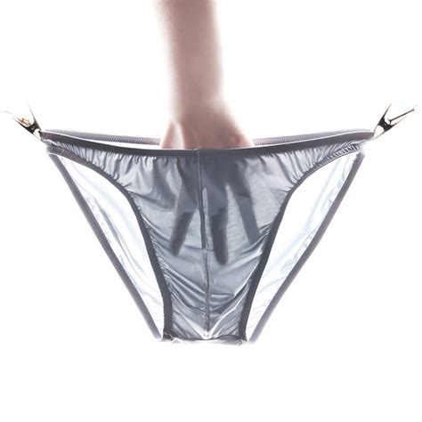 Mens Sexy Ice Silk Breathable Thin Low Waist Traceless Underwear Briefs