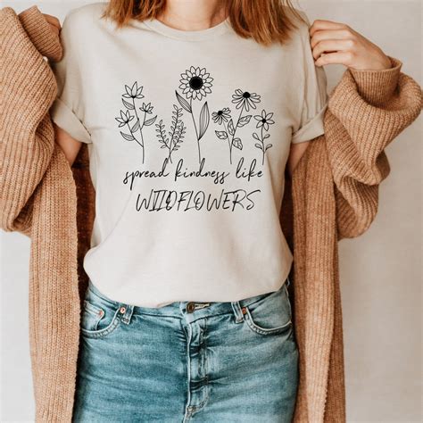 Wildflower T Shirt For Women Graphic Tee Nature Shirt Etsy