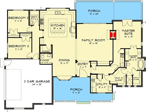 Exclusive Ranch House Plan With Split Bedrooms 915035chp