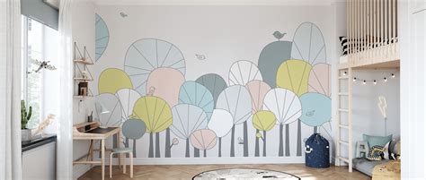 Happy Forest Pastel High Quality Wall Murals With Free Uk Delivery