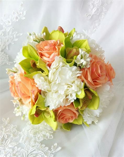Wedding Beautiful Real Coralpeach Silk Roses Silk Ivory Etsy