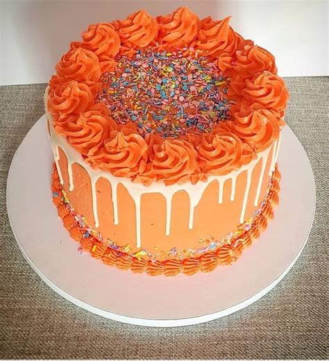 Orange Drip Cake In 2022 Orange Birthday Cake Drip Cakes White