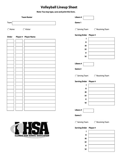 Lineup Sheet For Volleyball Fill Online Printable