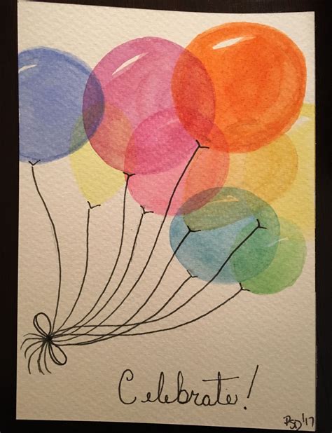 Watercolor Balloon Birthday Card Wyatt Sibley