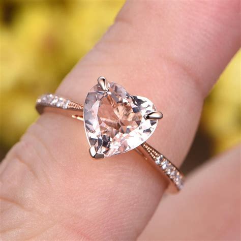 Belle diamond ring with rose details in sterling silver & 10k rose gold (1/4 ct. Pink Morganite ring rose gold half eternity diamond ...