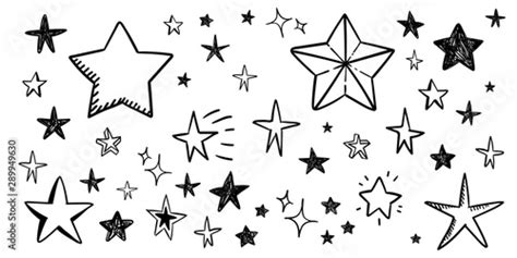 Star Doodle Collection Set Of Hand Drawn Stars Scribble Illustrations