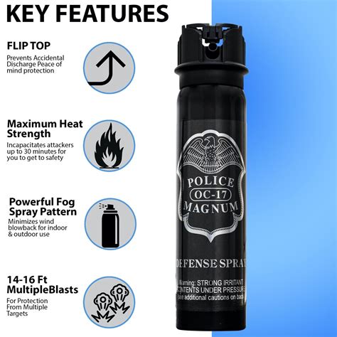 Police Magnum Pepper Spray 5 Oz Ounce Flip Top Fogger Safety Defense