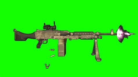Machine Gun M240 Bravo Bipod With Scope Green Screen Youtube