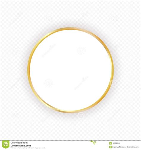 Vector Gold Circle Frame With Shadow On Transparent Background Elegant