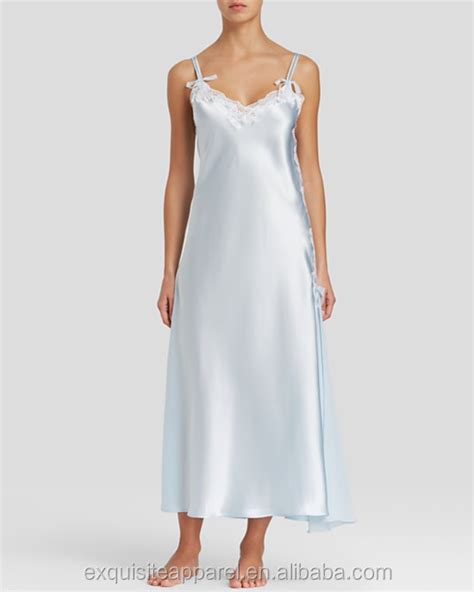 Custom 100 Polyester Sexy Long White Satin Nightgownwholesale