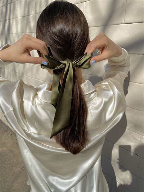 silk ribbon long silk hair ribbon hair accessory silk hair bow etsy in 2022 scarf hairstyles