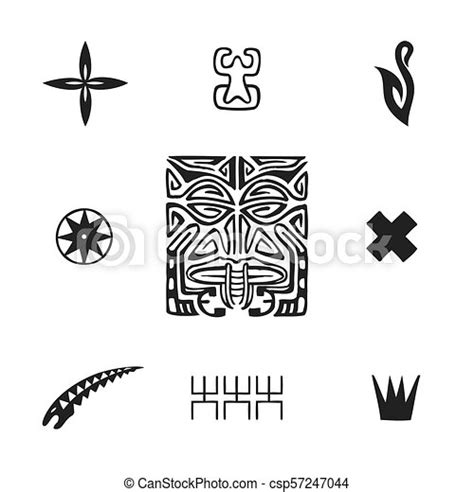 Polynesian Tattoo Indigenous Primitive Art Vector Black Monochrome Ink