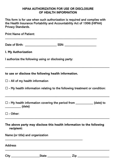 Patient Free Printable Hipaa Forms