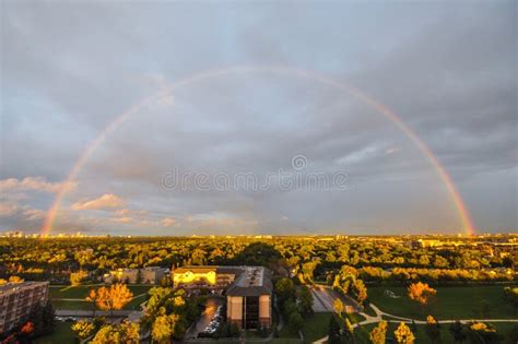 Rainbow Over The City Editorial Stock Photo Image Of Overflight 83795963