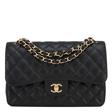 Chanel Classic Flap Quilted Caviar Jumbo Double Gold Hardwar B