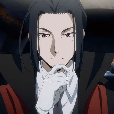 An Anime Character With Long Black Hair And Red Eyes