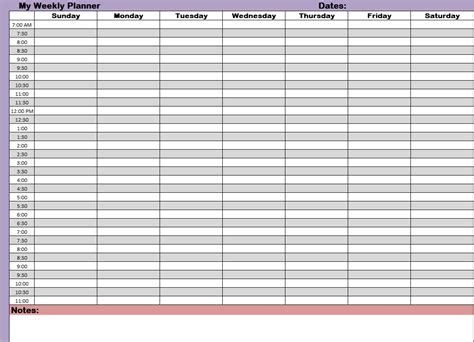 Weekly Planner With Time Slots Printable Free Calendar Template