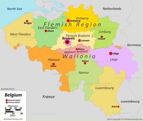 Belgium has three main geographical regions: Political Map of Belgium
