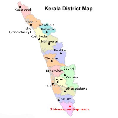 Map of kerala in malayalam. List of Districts of Kerala