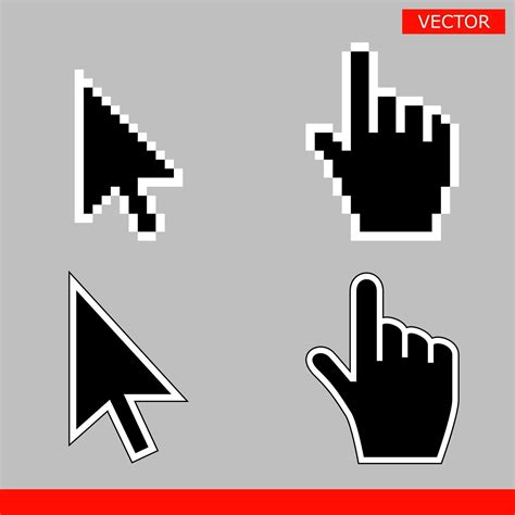 Black Arrow And Pointer Hand Cursor Icon Set Pixel And Modern Version