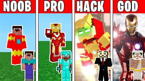 Minecraft Noob Vs Pro Vs Hacker Vs God Iron Man Challenge In